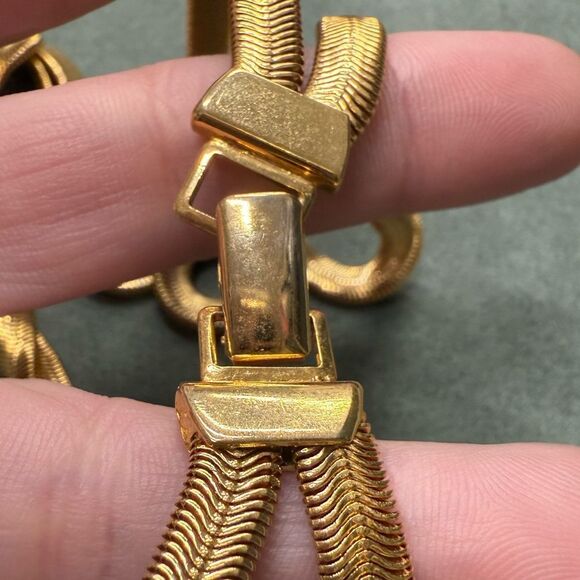 Chunky Gold Triple Strand Knot Necklace Vintage Statement Bold Elegant - Picture 7 of 15